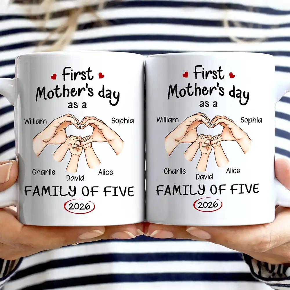 First Time Ever As A Family Of Three - Personalized Mug - Image 3