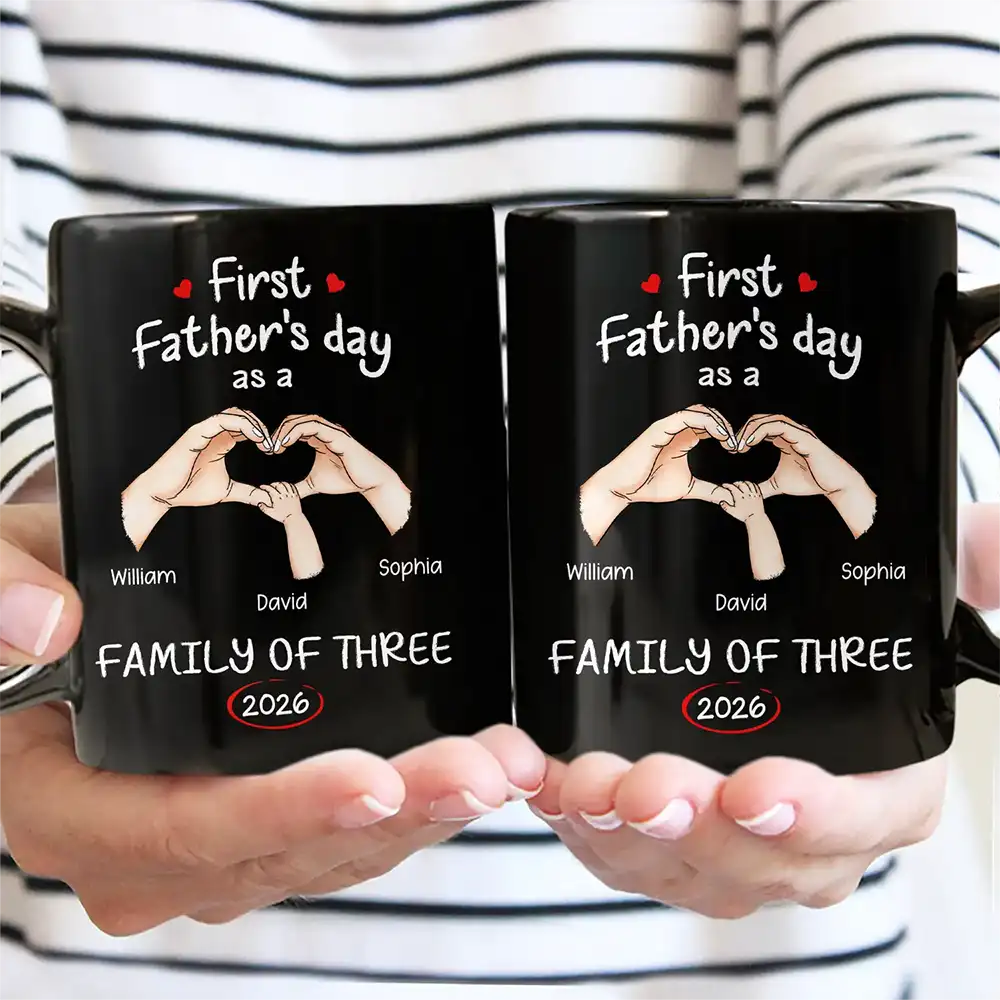 First Time Ever As A Family Of Three - Personalized Mug - Image 4