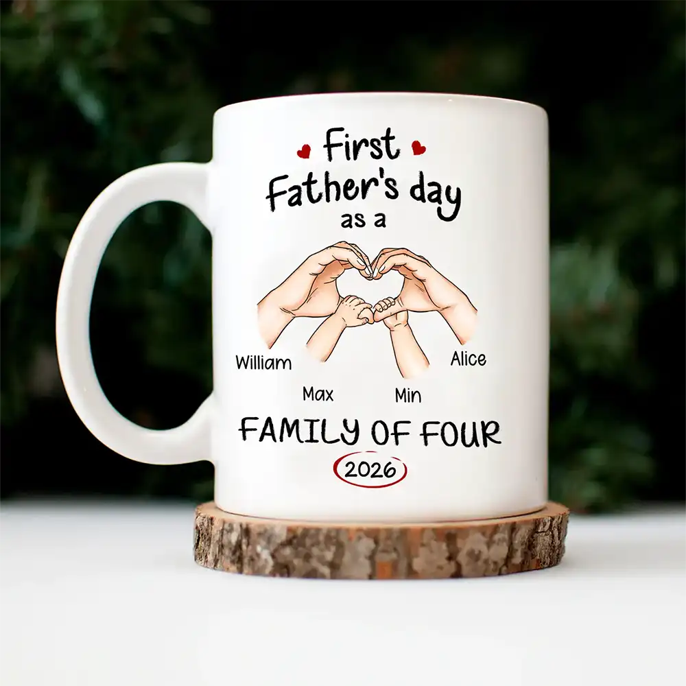 First Time Ever As A Family Of Three - Personalized Mug - Image 5