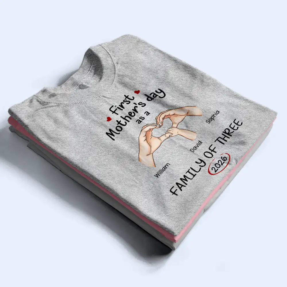 First Time Ever As A Family Of Three - Personalized T Shirt - Image 3