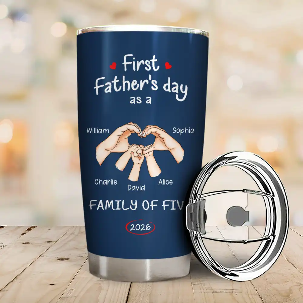 First Time Ever As A Family Of Three - Personalized Tumbler - Image 2