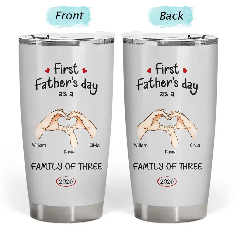 First Time Ever As A Family Of Three - Personalized Tumbler - Image 3