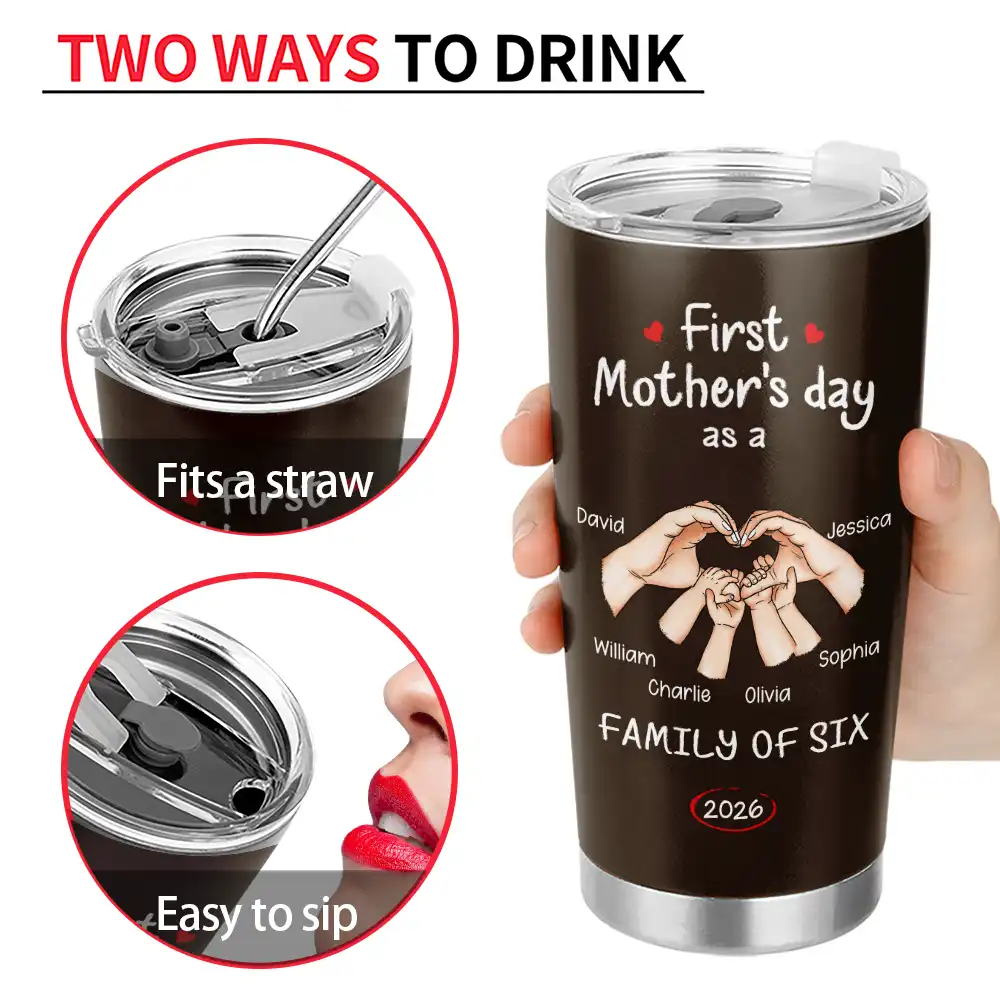 First Time Ever As A Family Of Three - Personalized Tumbler - Image 4