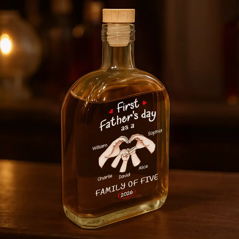 First Time Ever As A Family Of Three - Personalized Whiskey Bottle - Image 3