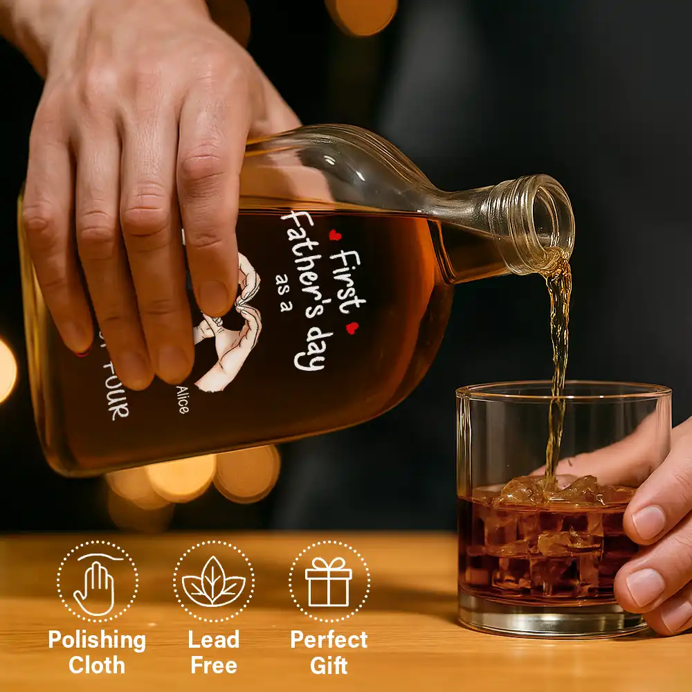 First Time Ever As A Family Of Three - Personalized Whiskey Bottle - Image 6