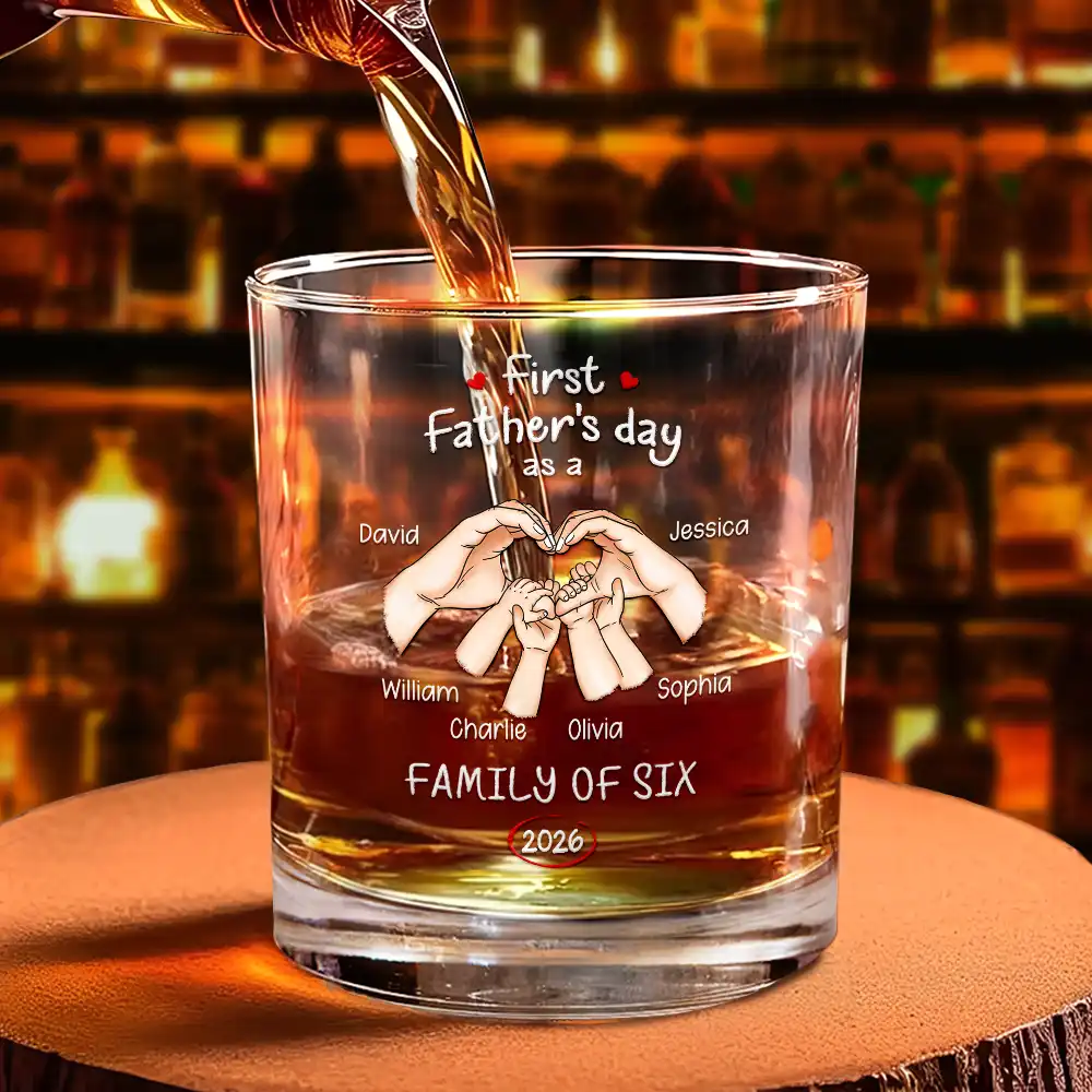 First Time Ever As A Family Of Three - Personalized Whiskey Glass - Image 4