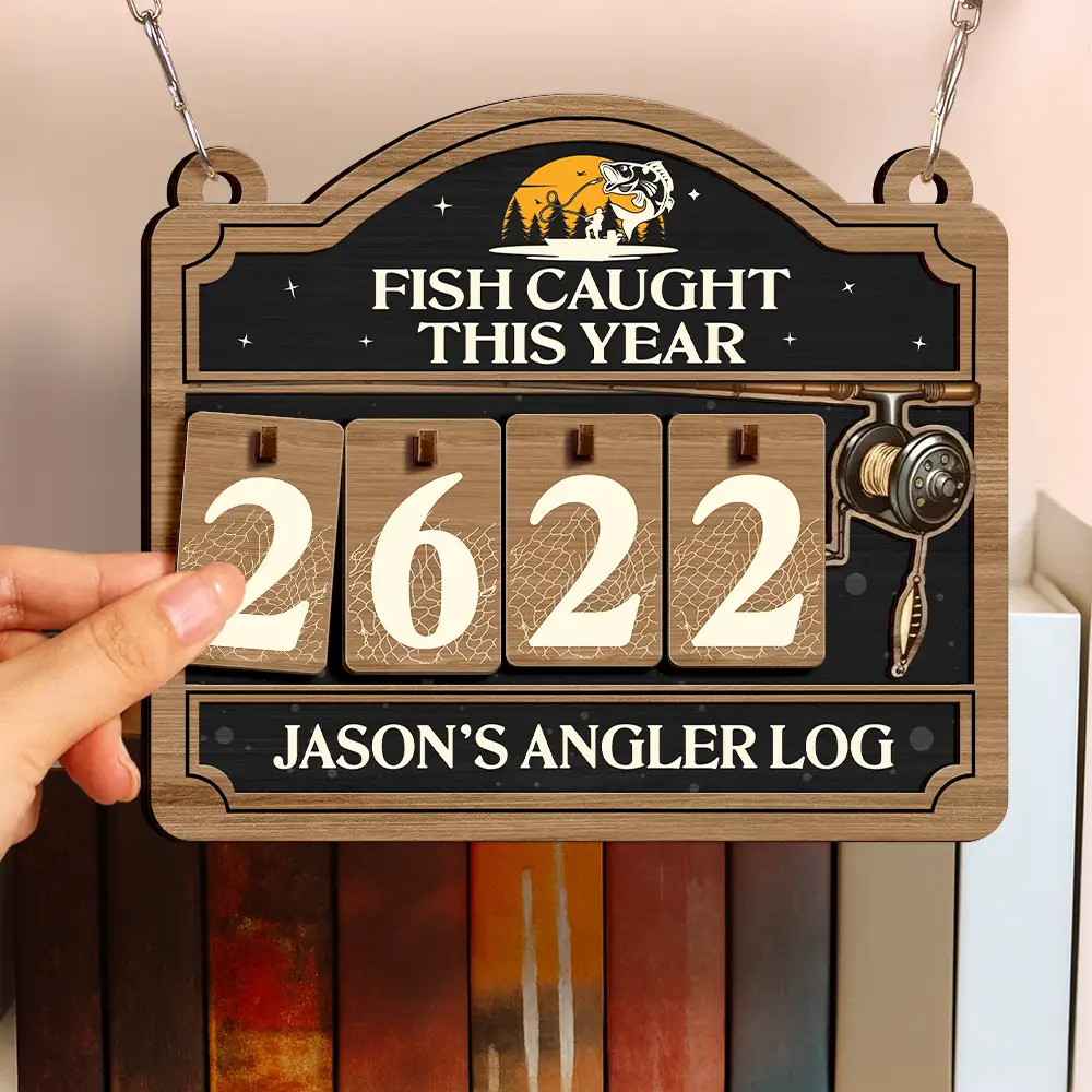 Fish Caught This Year - Personalized Hanging Tracker Sign - Image 3