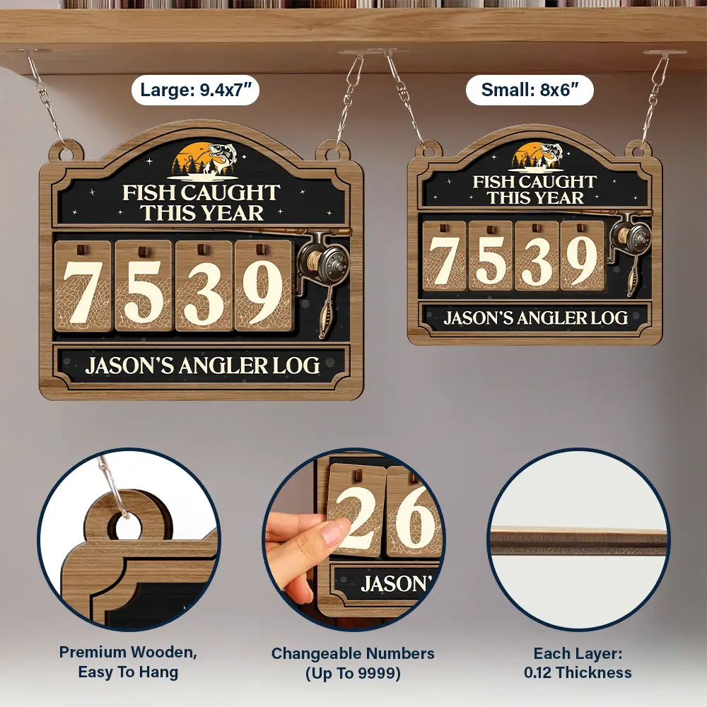 Fish Caught This Year - Personalized Hanging Tracker Sign - Image 6