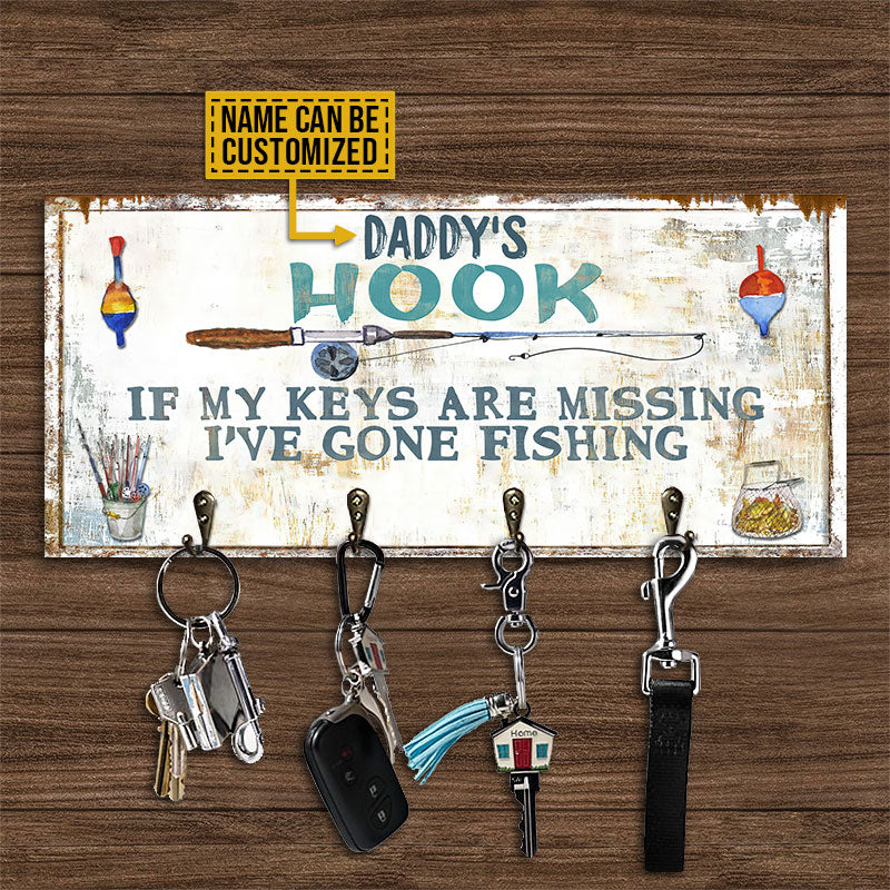 Fishing I've Gone Fishing Personalized Custom Wood Key Holder - Image 3