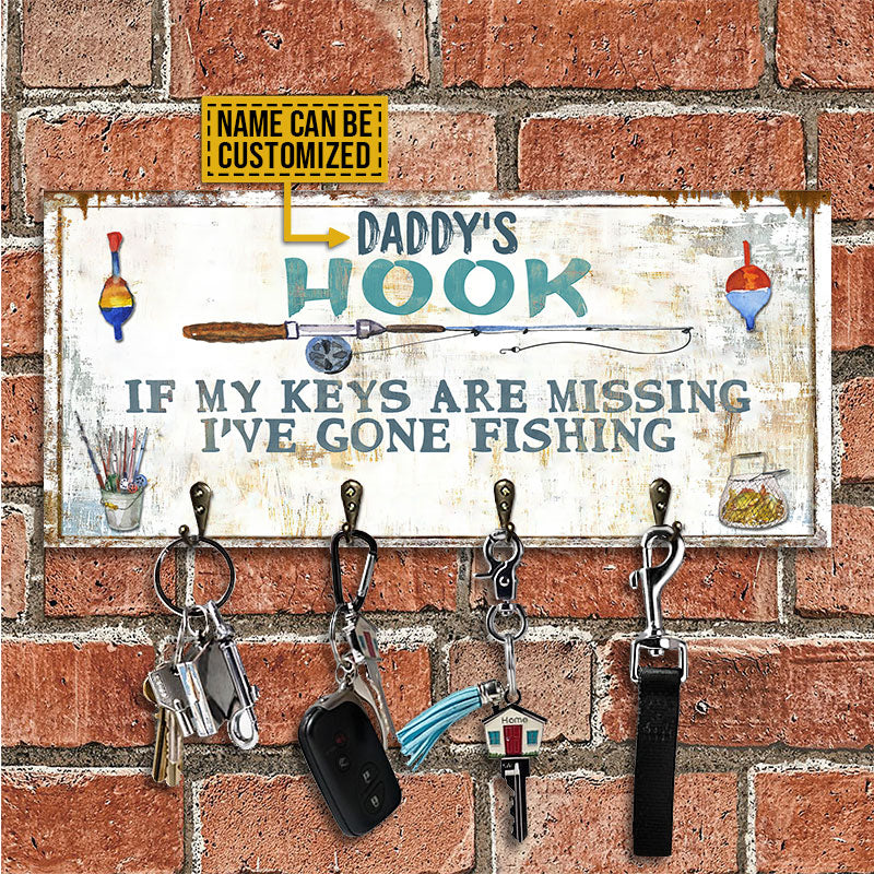 Fishing I've Gone Fishing Personalized Custom Wood Key Holder - Image 4