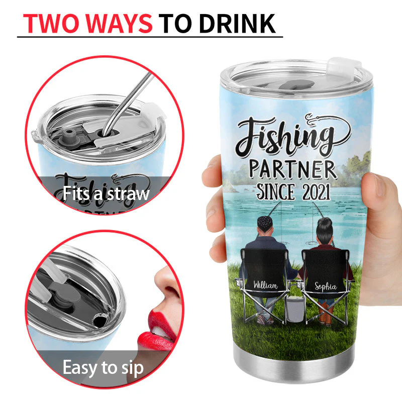 Fishing Partner Best Catch Of Life - Gift For Couple - Personalized Custom Tumbler - Image 3