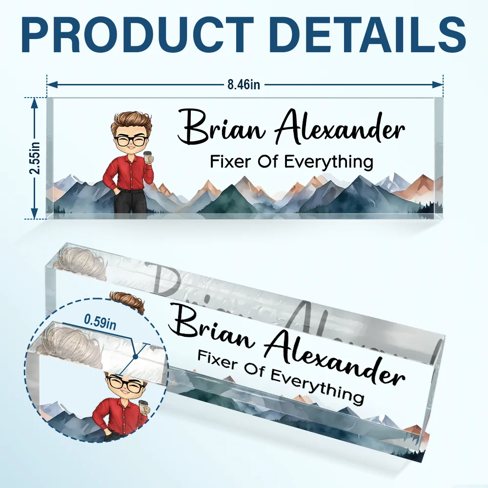 Fixer Of Everything - Personalized Desk Name Plate - Image 5