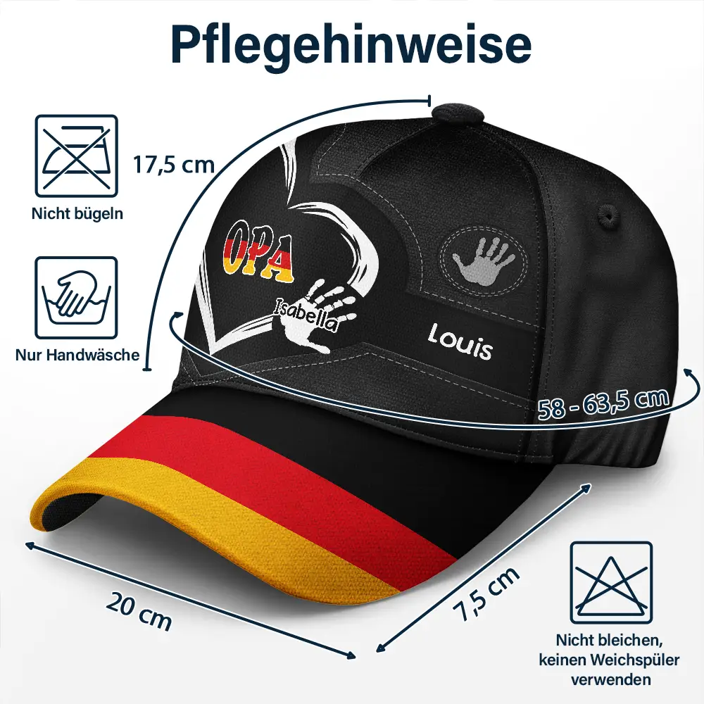 Flagge Deutschlands Handabdrücke Von Opa Papa Und Kindern - Personalisierte Klassische Kappe - Image 7