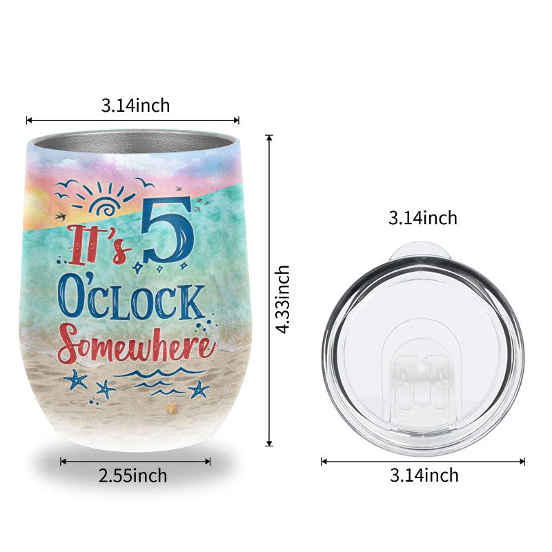 Flamingo 5 O'Clock Custom Wine Tumbler - Image 2