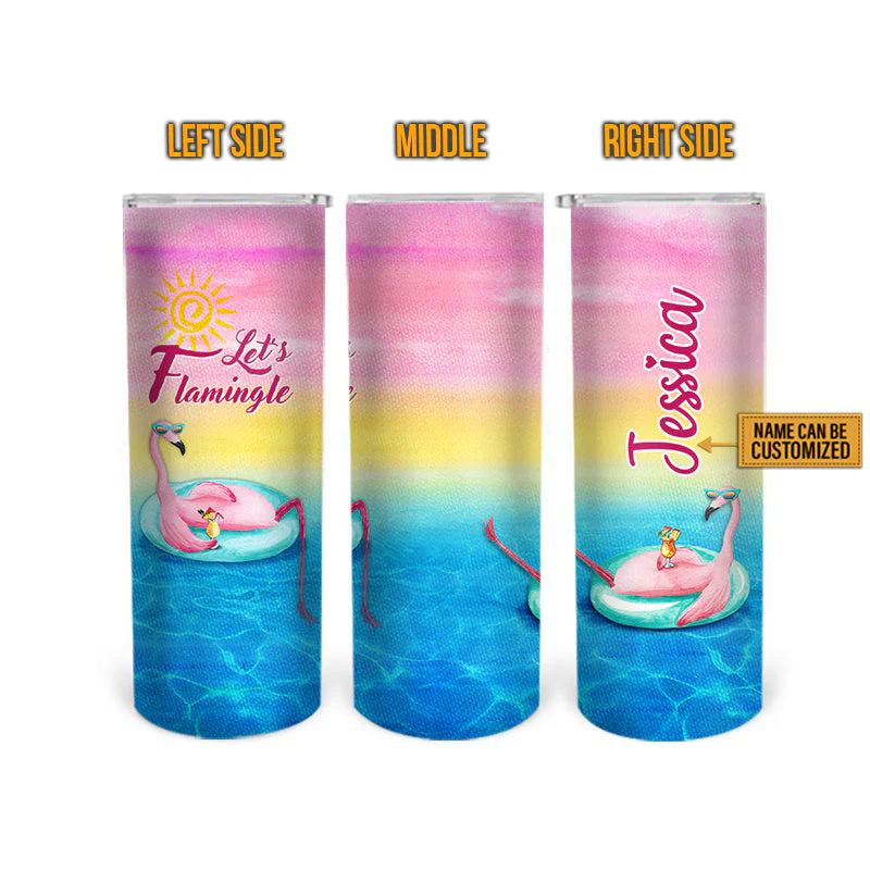 Flamingo Let's Flamingle Custom Skinny Tumbler - Image 4