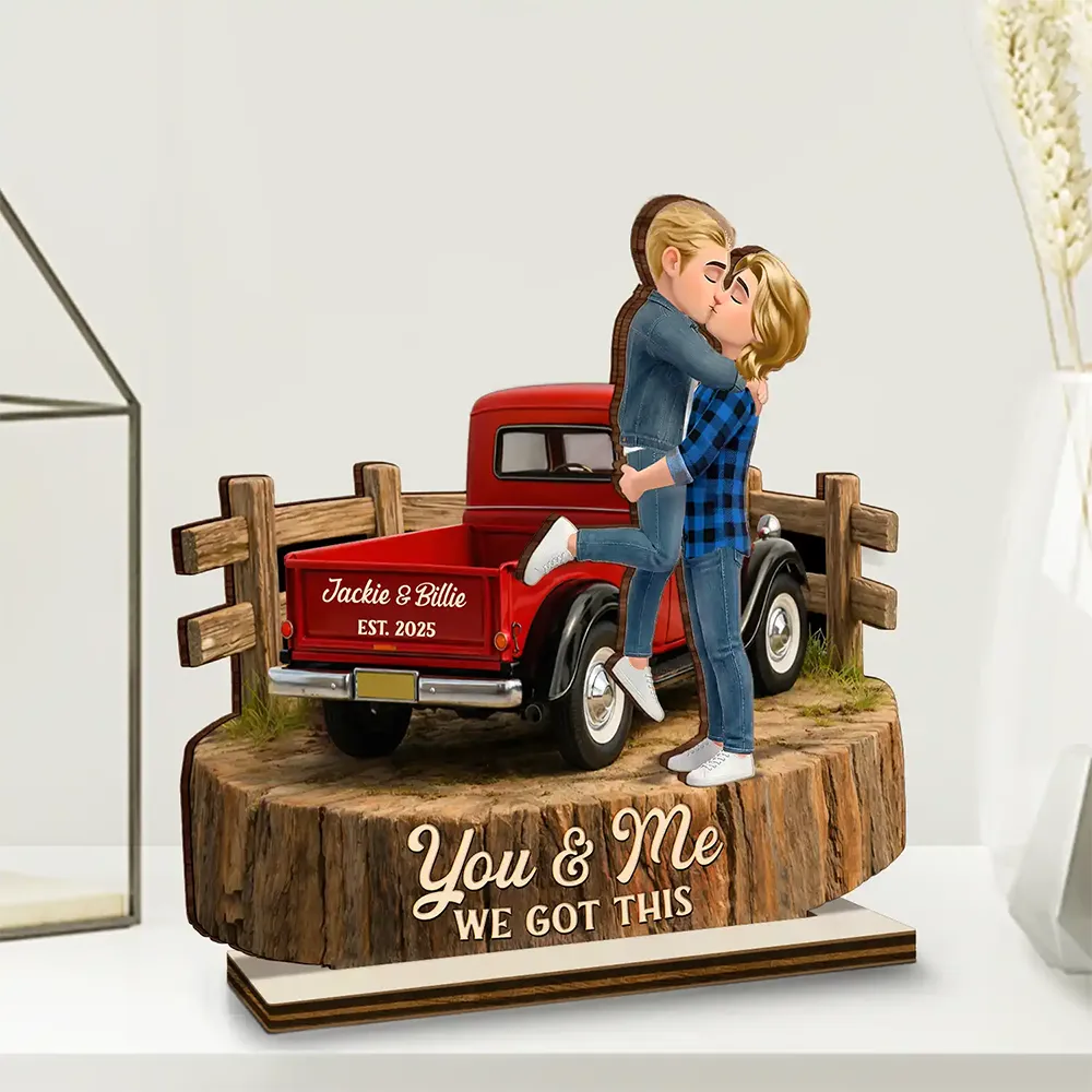 Flannel Standing Couple You And Me We Got This - Personalized Custom Shaped Wooden Plaque - Image 2