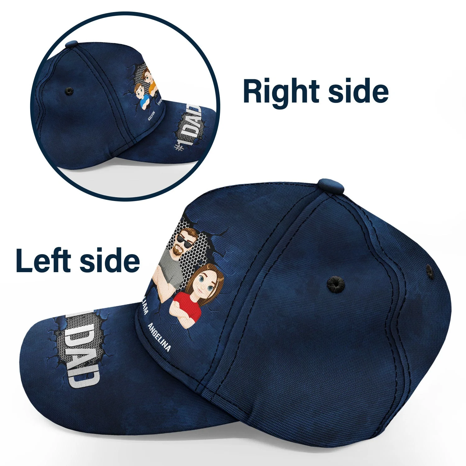 Flat Art #1 Dad - Gift For Dad - Personalized Classic Cap - Image 3