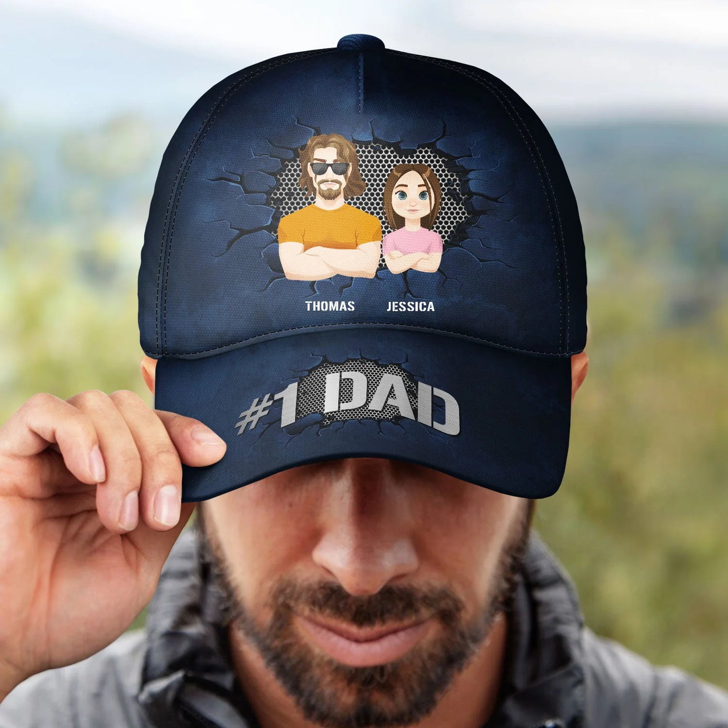 Flat Art #1 Dad - Gift For Dad - Personalized Classic Cap - Image 4