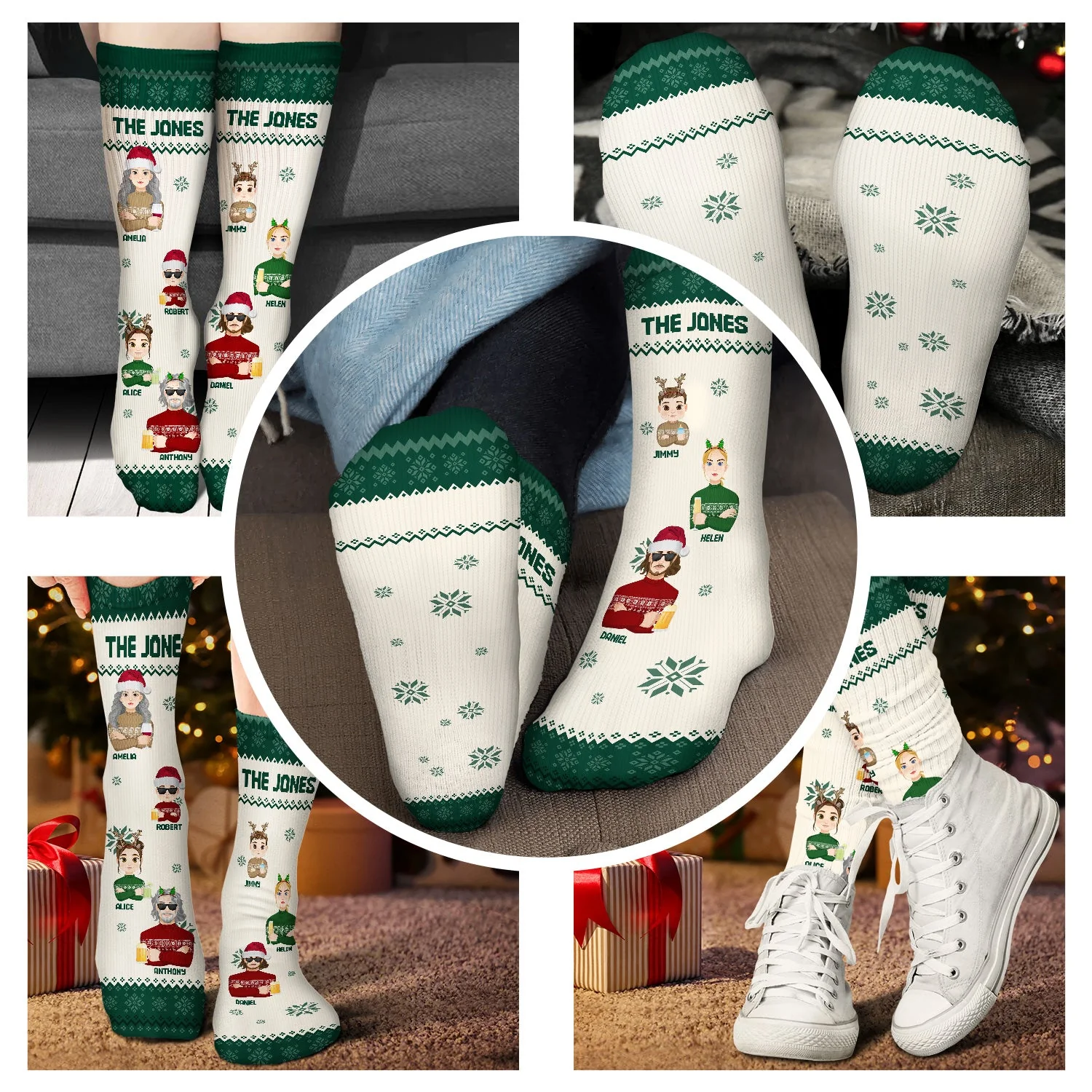 Flat Art 6 To 10 - Christmas, Funny Gift For Family, Couple, Dad, Mom, Grandpa, Grandma - Personalized Socks - Image 4