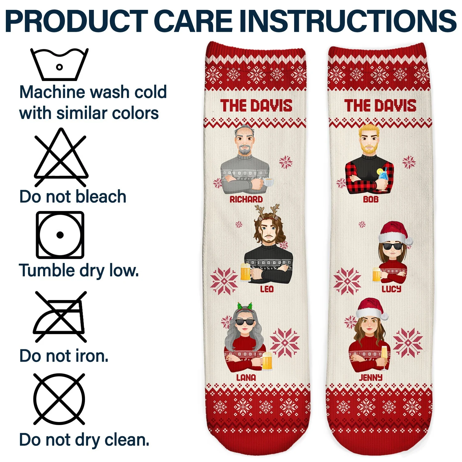 Flat Art 6 To 10 - Christmas, Funny Gift For Family, Couple, Dad, Mom, Grandpa, Grandma - Personalized Socks - Image 6