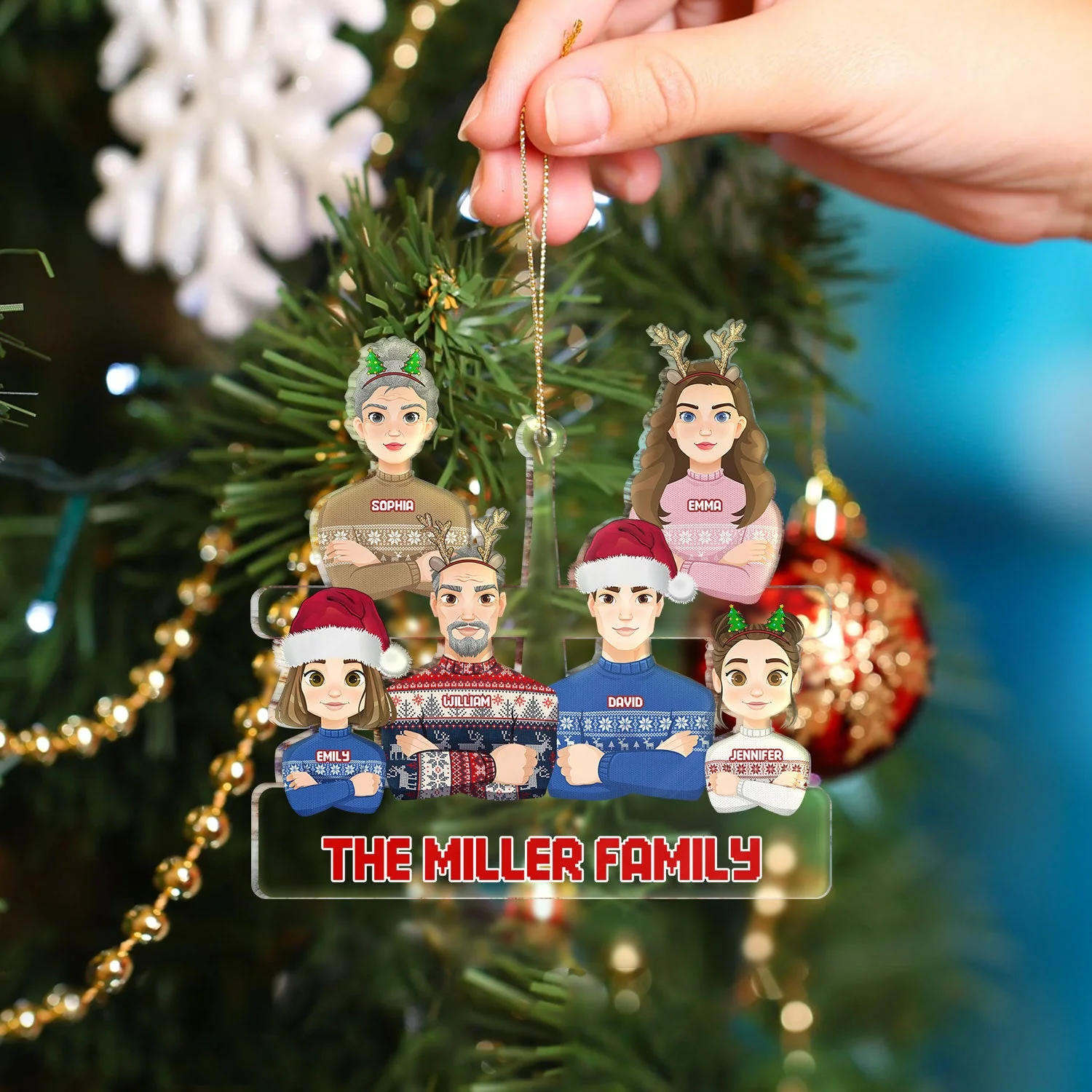 Flat Art All - Christmas Gift For Family, Couple, Parents, Grandparents - Personalized Cutout Acrylic Ornament - Image 4