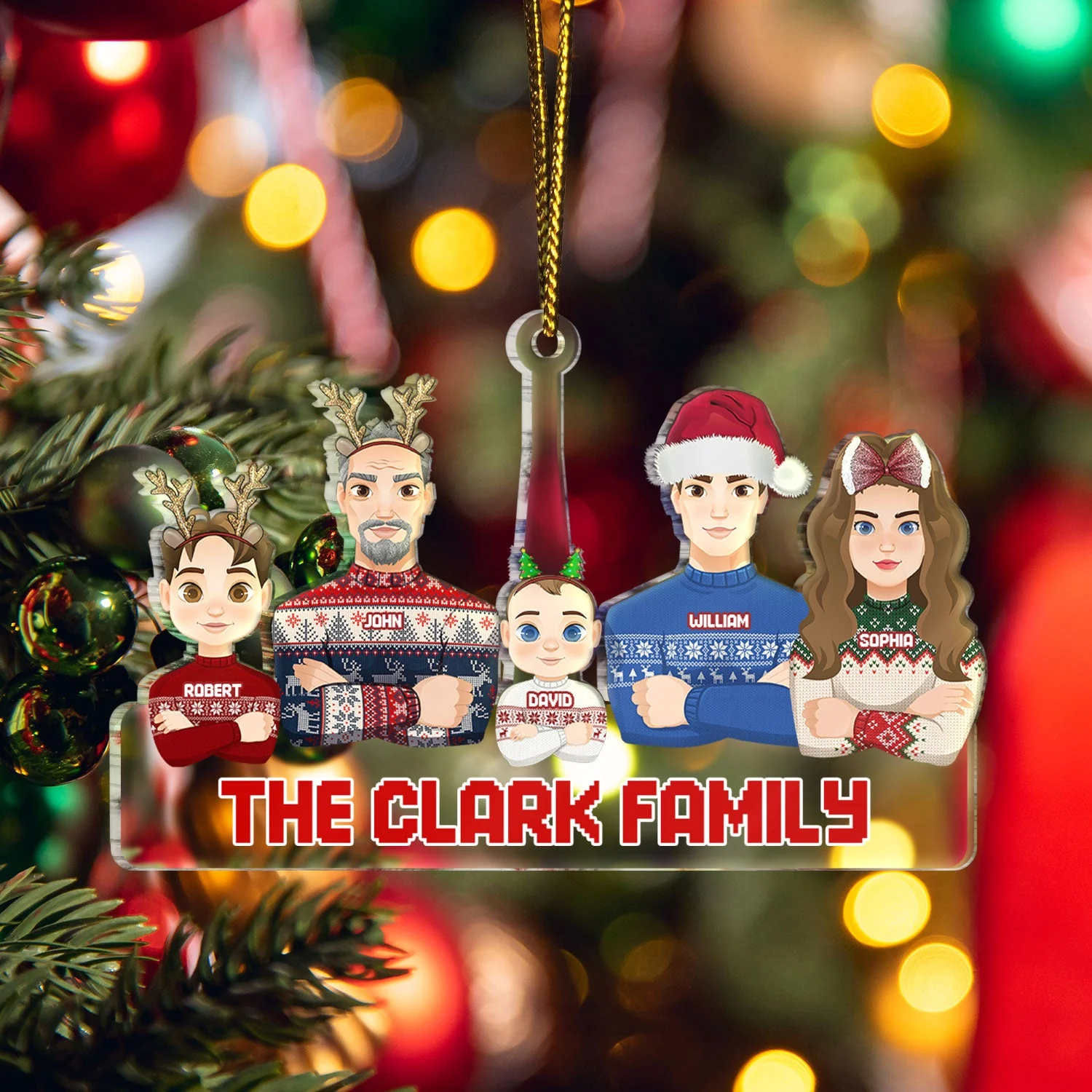 Flat Art All - Christmas Gift For Family, Couple, Parents, Grandparents - Personalized Cutout Acrylic Ornament - Image 5