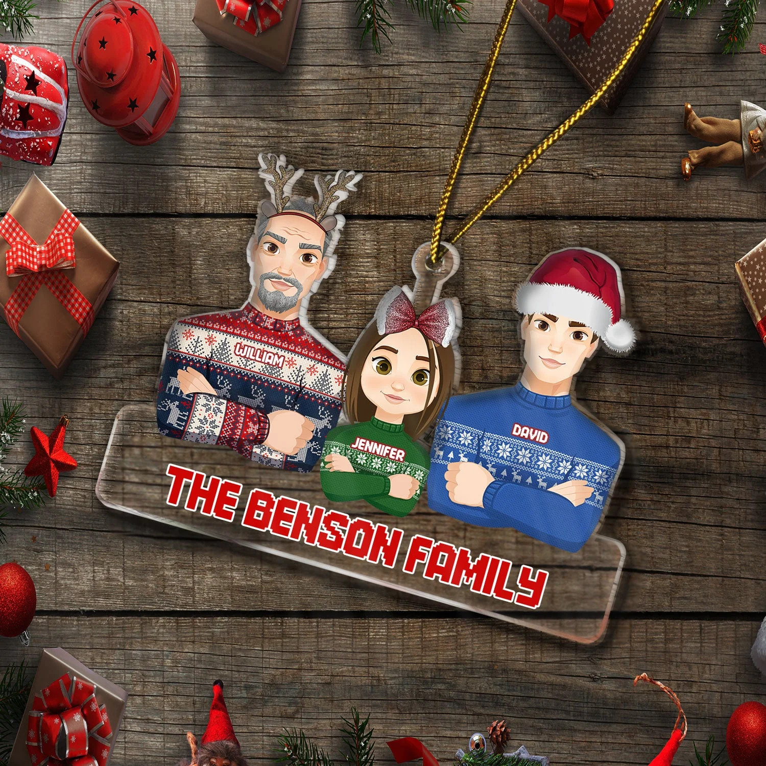 Flat Art All - Christmas Gift For Family, Couple, Parents, Grandparents - Personalized Cutout Acrylic Ornament - Image 6