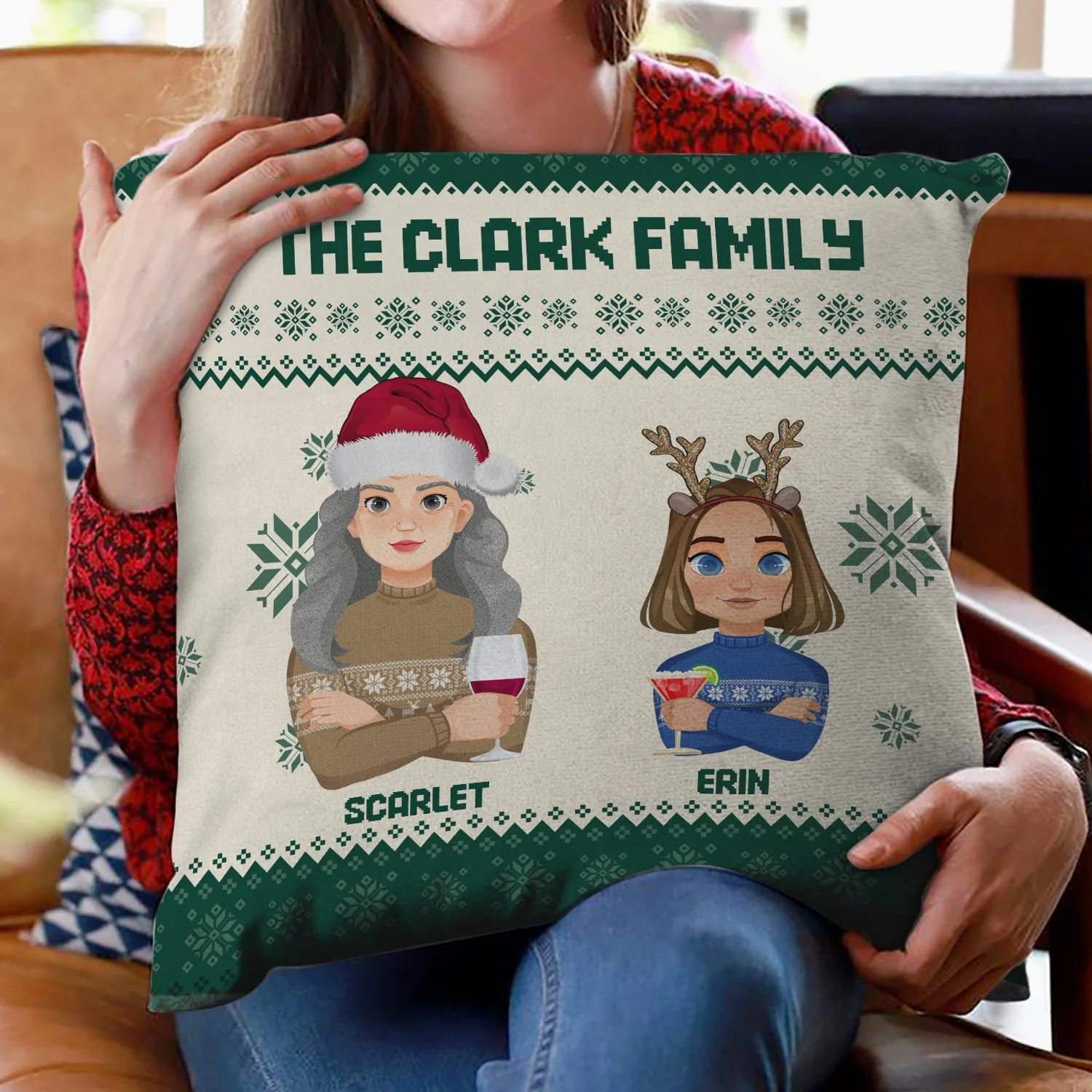Flat Art - Christmas, Funny Gift For Family, Couple, Dad, Mom, Grandpa, Grandma - Personalized Pillow - Image 2