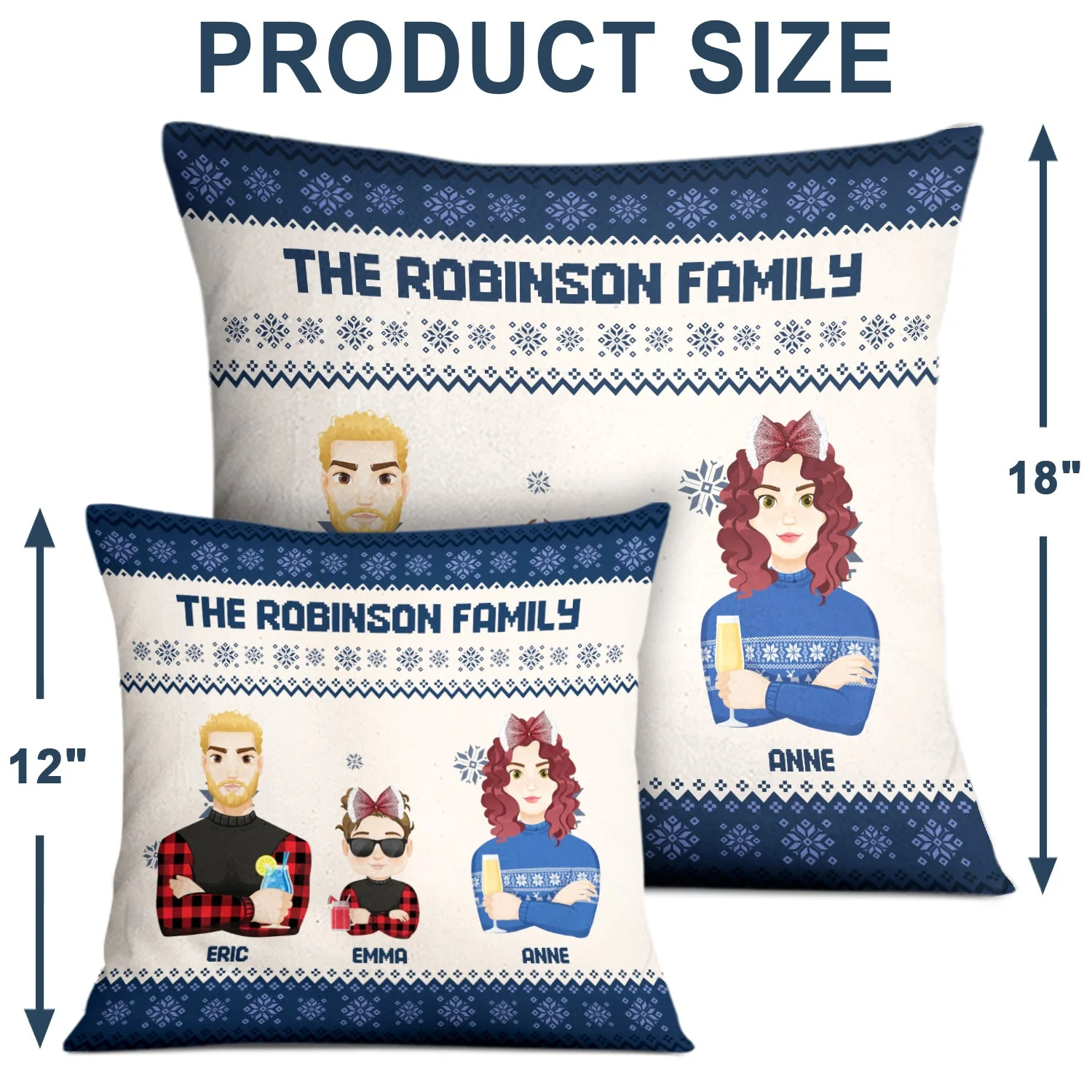Flat Art - Christmas, Funny Gift For Family, Couple, Dad, Mom, Grandpa, Grandma - Personalized Pillow - Image 4