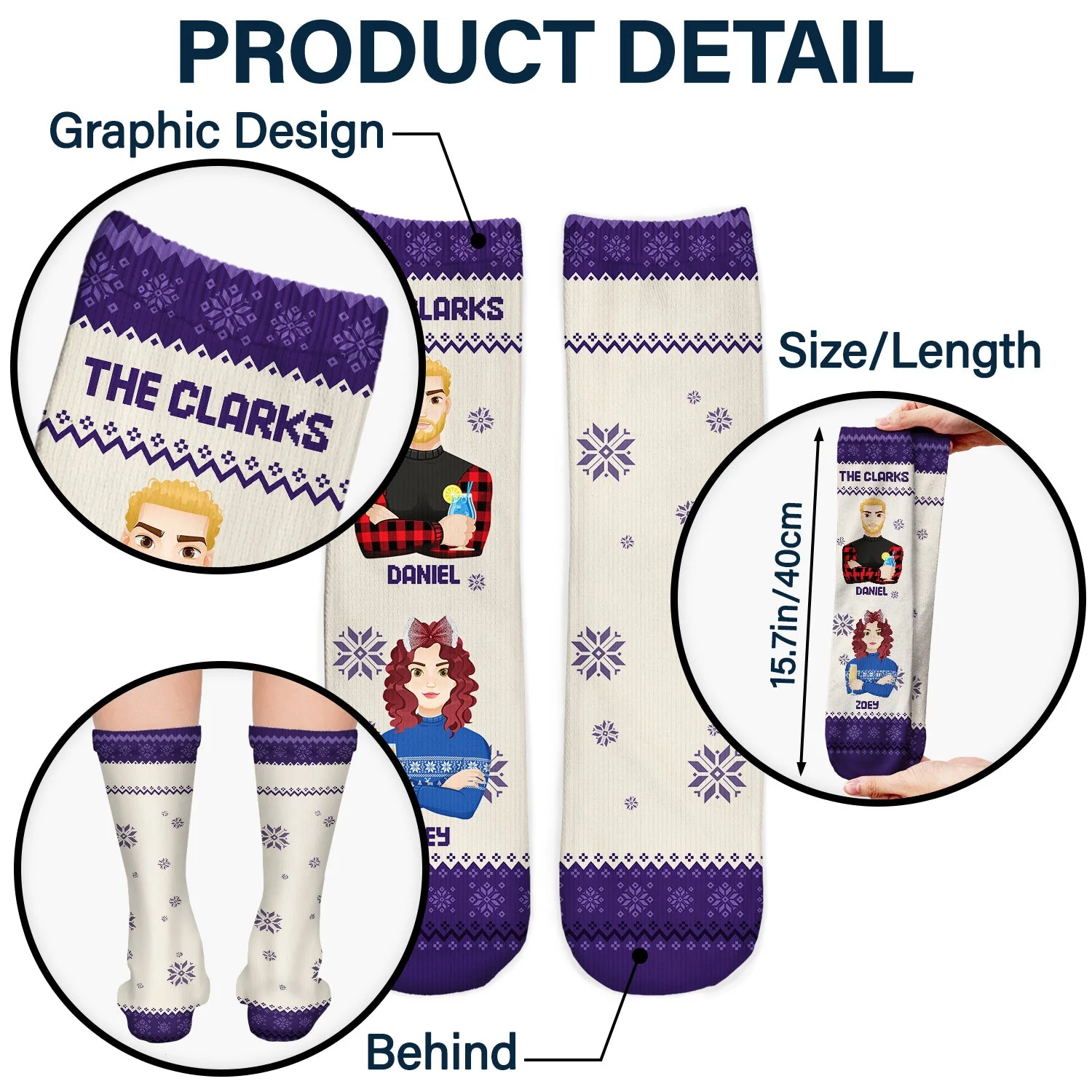 Flat Art - Christmas, Funny Gift For Family, Couple, Dad, Mom, Grandpa, Grandma - Personalized Socks - Image 5
