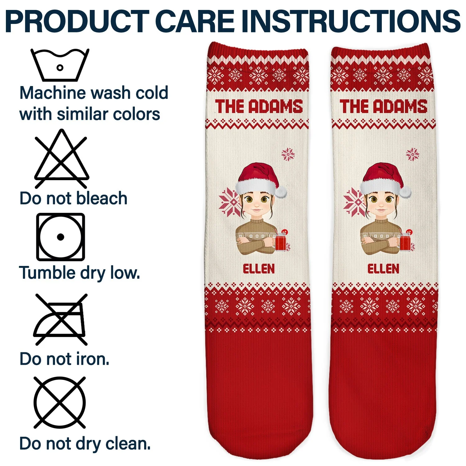 Flat Art - Christmas, Funny Gift For Family, Couple, Dad, Mom, Grandpa, Grandma - Personalized Socks - Image 6