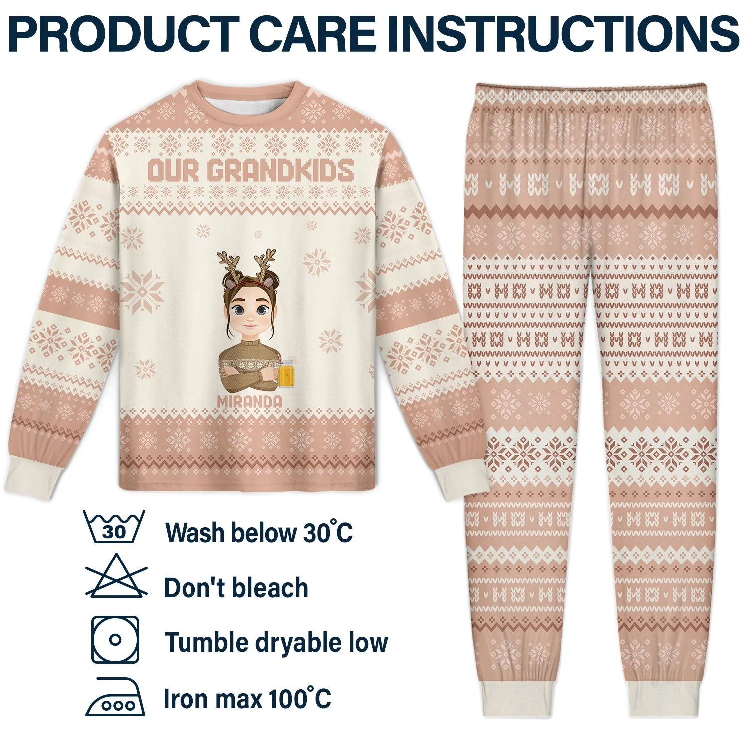 Flat Art - Christmas, Funny Gift For Family, Couple, Dad, Mom, Grandpa, Grandma - Personalized Unisex Pajamas Set - Image 5