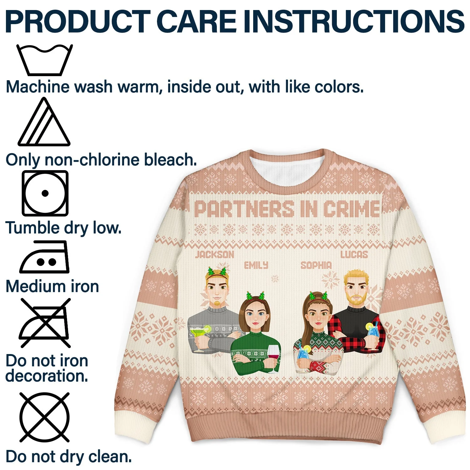 Flat Art - Christmas Gift For Bestie, Friend, Sibling, Family - Personalized Unisex Ugly Sweater - Image 7