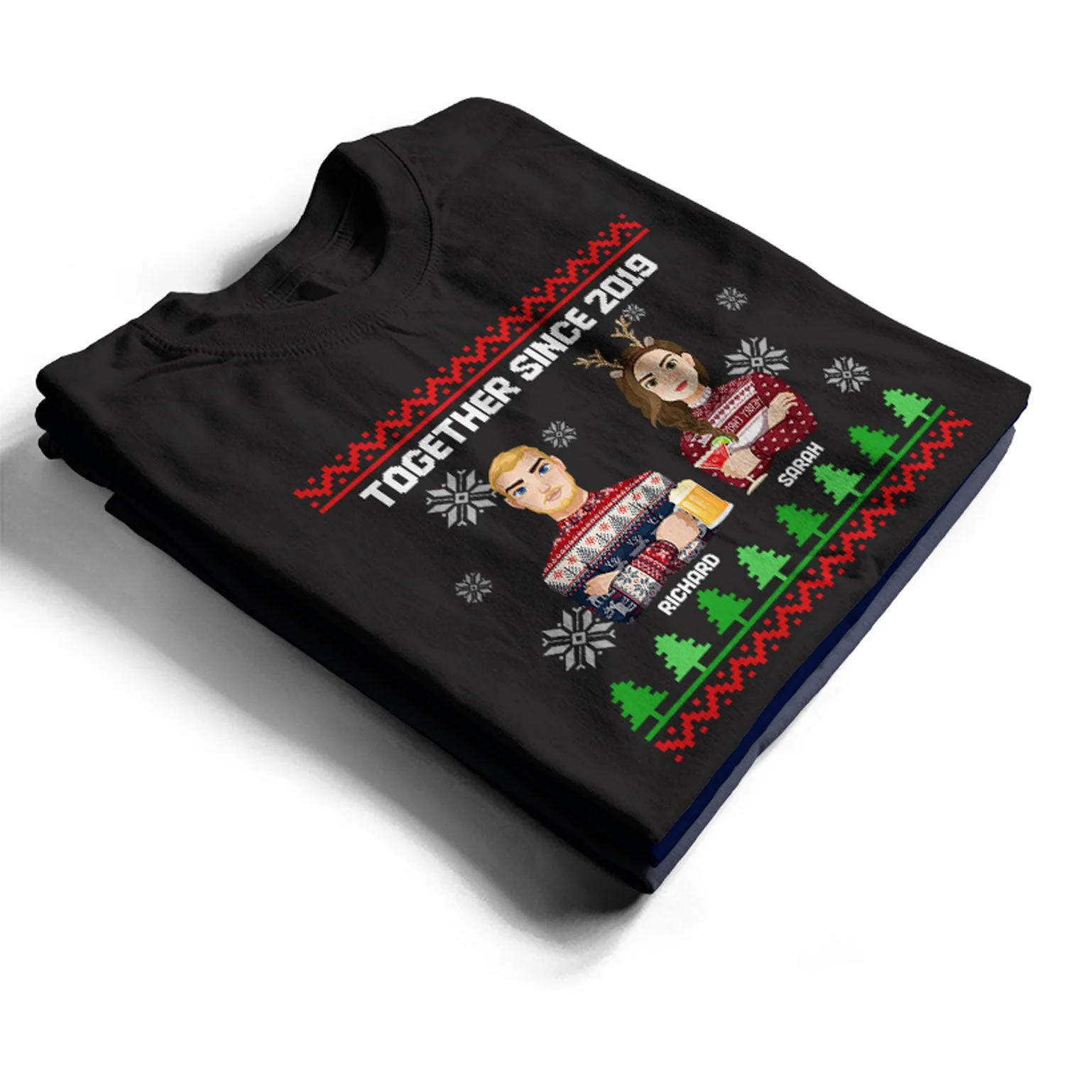 Flat Art Combo Dark - Christmas, Funny Gift For Family, Couple, Dad, Mom, Grandpa, Grandma - Personalized Sweatshirt - Image 2