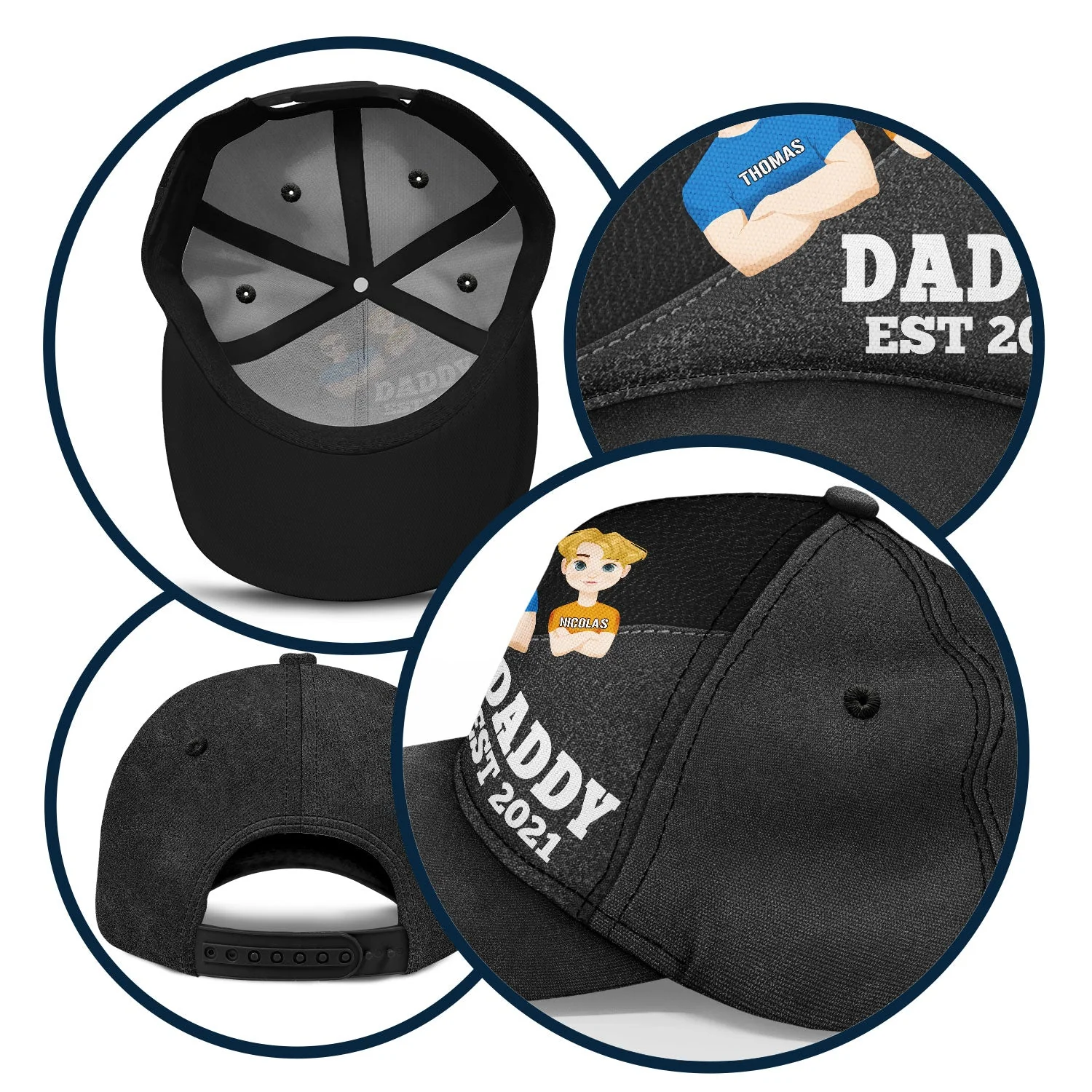 Flat Art Dad EST - Personalized Classic Cap - Image 5