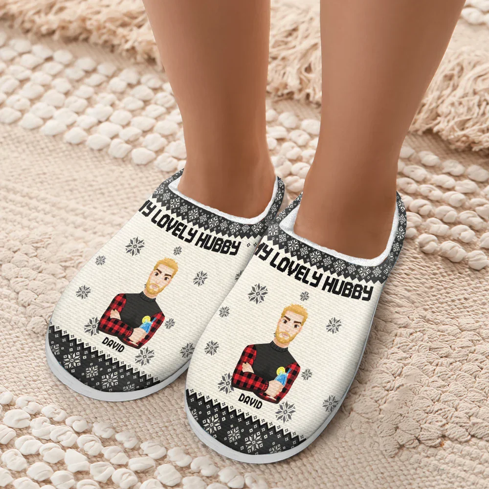 Flat Art Family Grandparents, Parents, Kids, Friends - Personalized Fluffy Slippers - Image 5