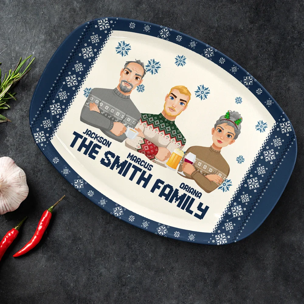 Flat Art Family Grandparents, Parents, Kids, Friends - Personalized Plate - Image 2