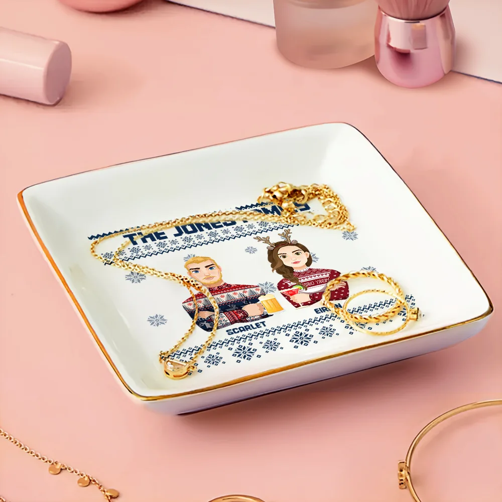 Flat Art Family Grandparents, Parents, Kids, Friends - Personalized Ring Dish - Image 3