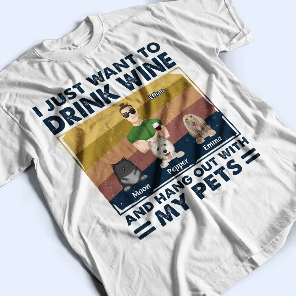Flat Art I Like Beer & Hang Out With My Dogs - Personalized T Shirt - Image 3