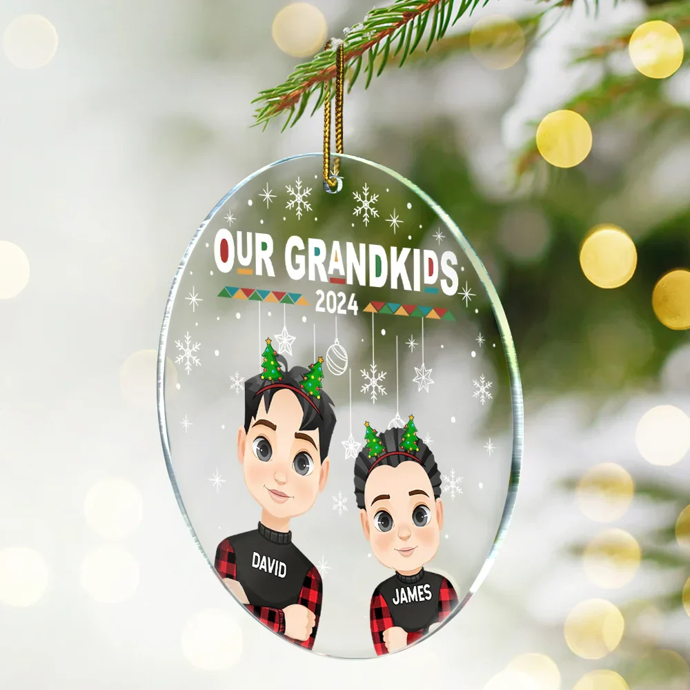 Flat Art My Grandkids Our Grandkids - Christmas Gift For Grandparents - Personalized Circle Acrylic Ornament - Image 2