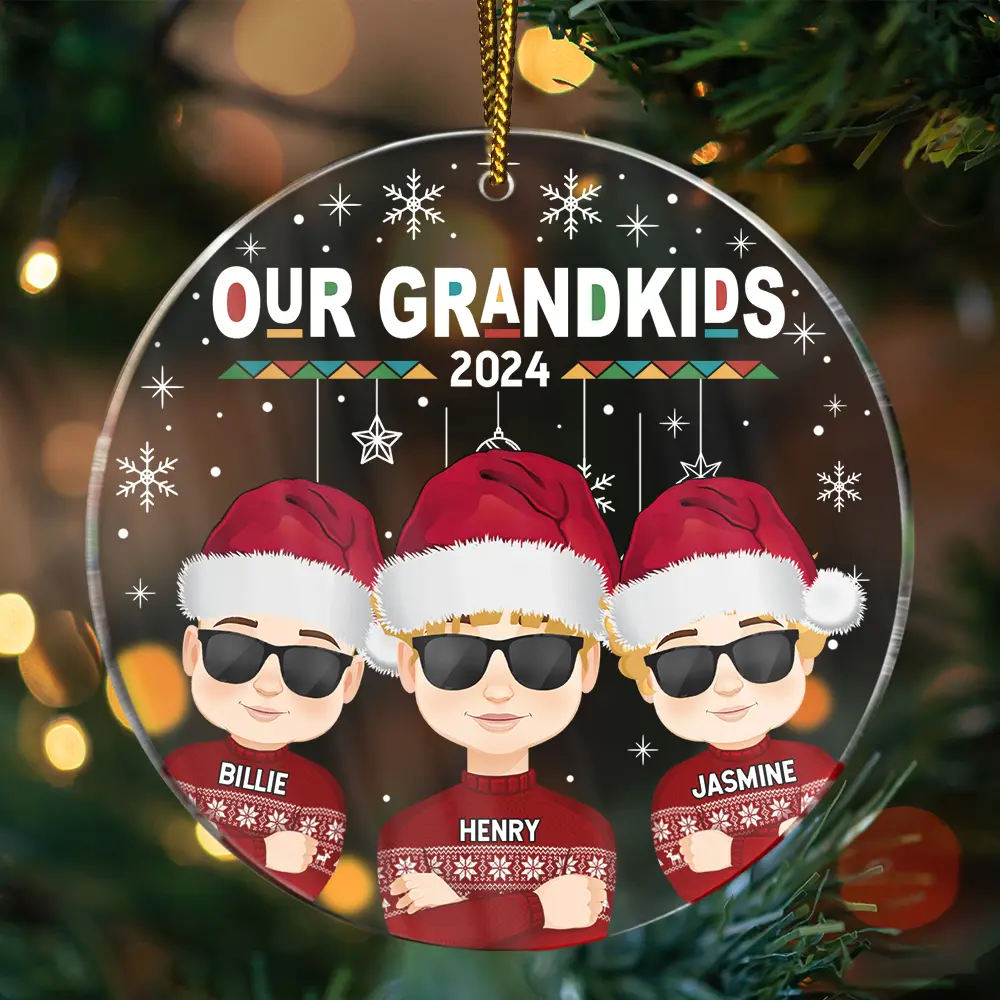 Flat Art My Grandkids Our Grandkids - Christmas Gift For Grandparents - Personalized Circle Acrylic Ornament - Image 3