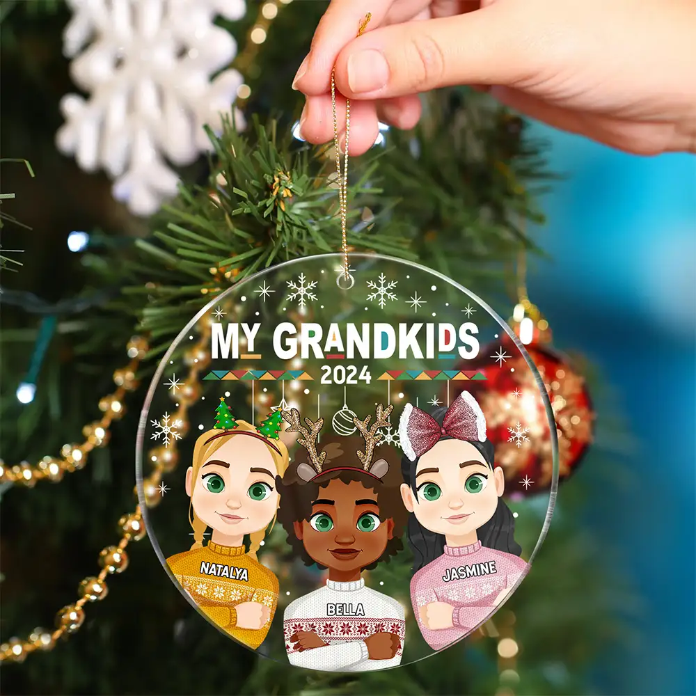 Flat Art My Grandkids Our Grandkids - Christmas Gift For Grandparents - Personalized Circle Acrylic Ornament - Image 4