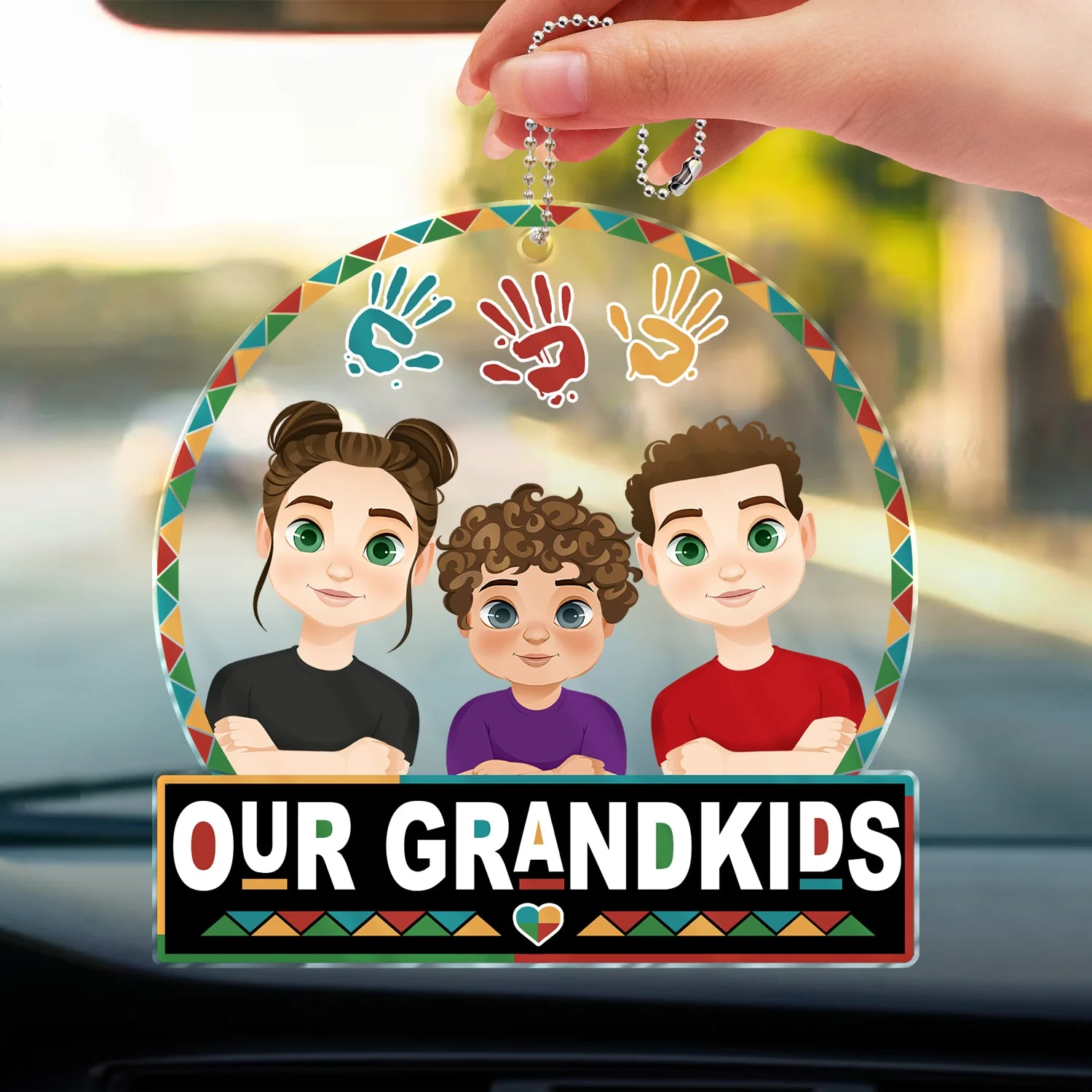 Flat Art My Grandkids Our Grandkids - Gift For Parents & Grandparents - Personalized Acrylic Car Hanger - Image 3