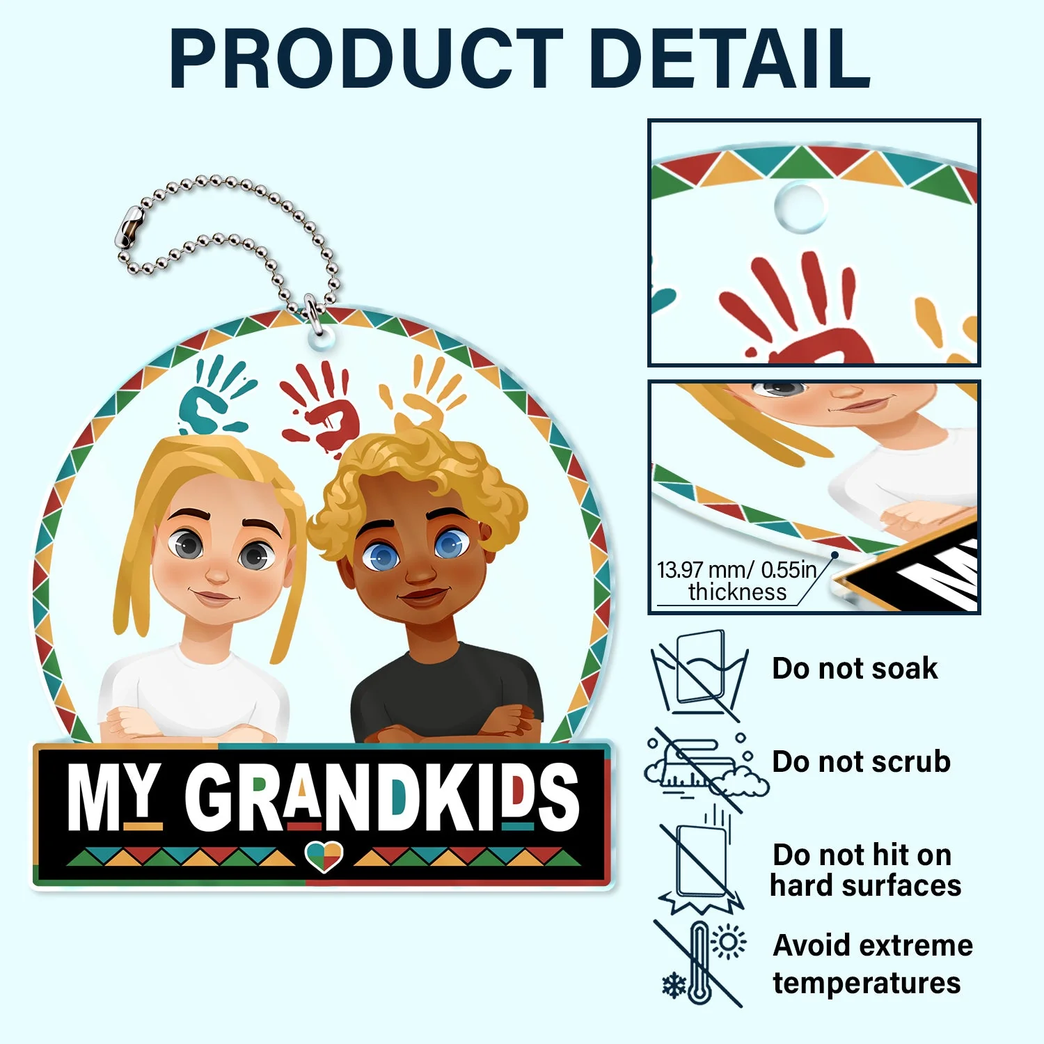 Flat Art My Grandkids Our Grandkids - Gift For Parents & Grandparents - Personalized Acrylic Car Hanger - Image 5
