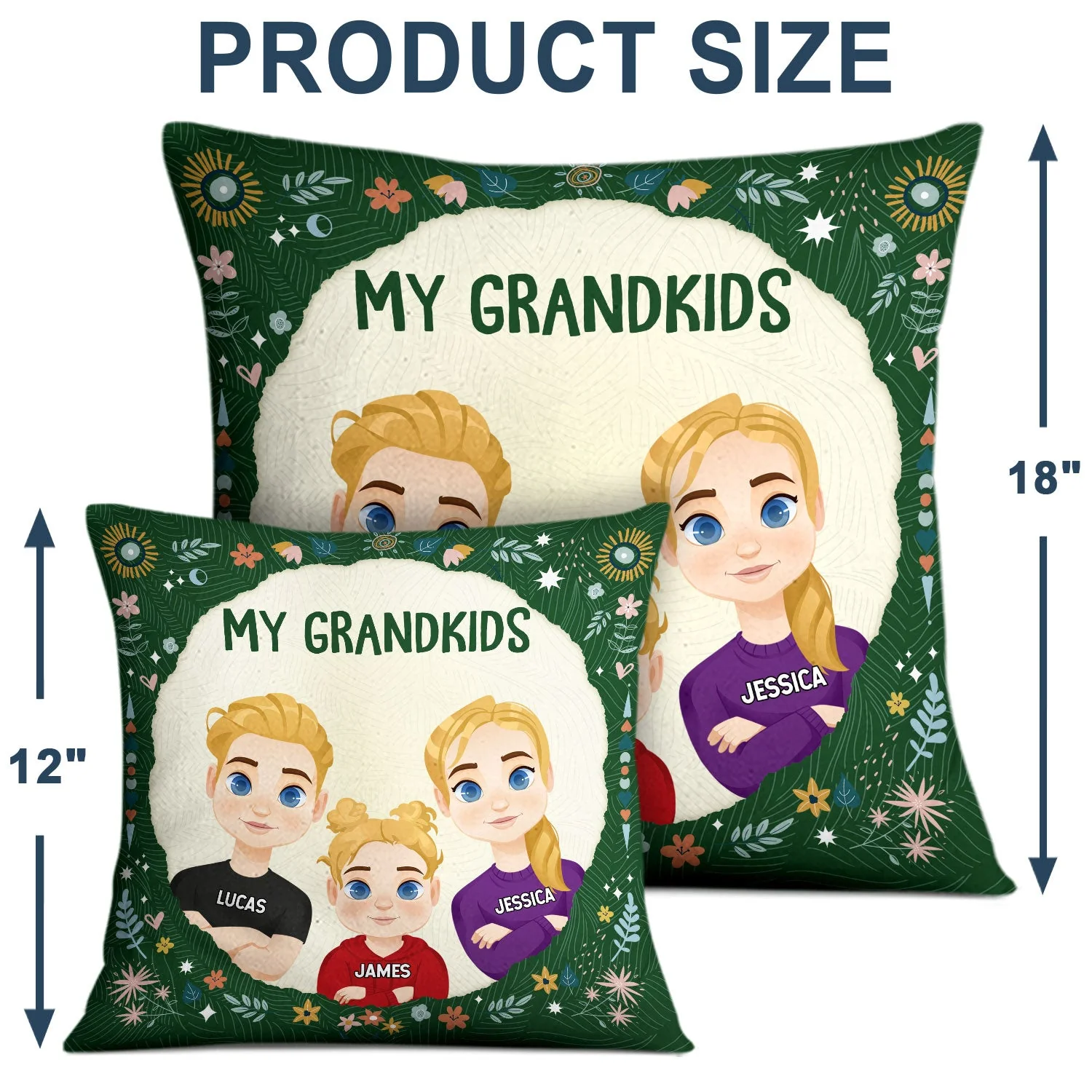 Flat Art Our Grandkids - Birthday, Holiday Gift For Grandparents, Nana, Papa - Personalized Pillow - Image 4