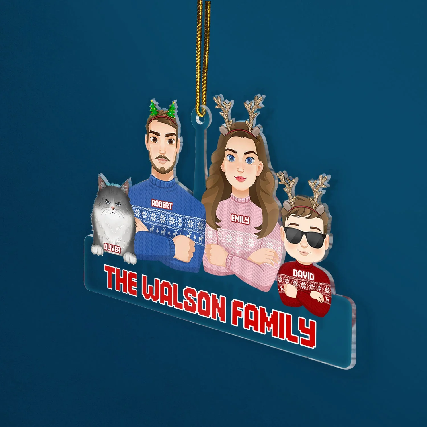 Flat Art Semi-real Pet - Christmas Gift For Family, Couple, Parents, Grandparents, Dog, Cat Lovers - Personalized Cutout Acrylic Ornament - Image 2