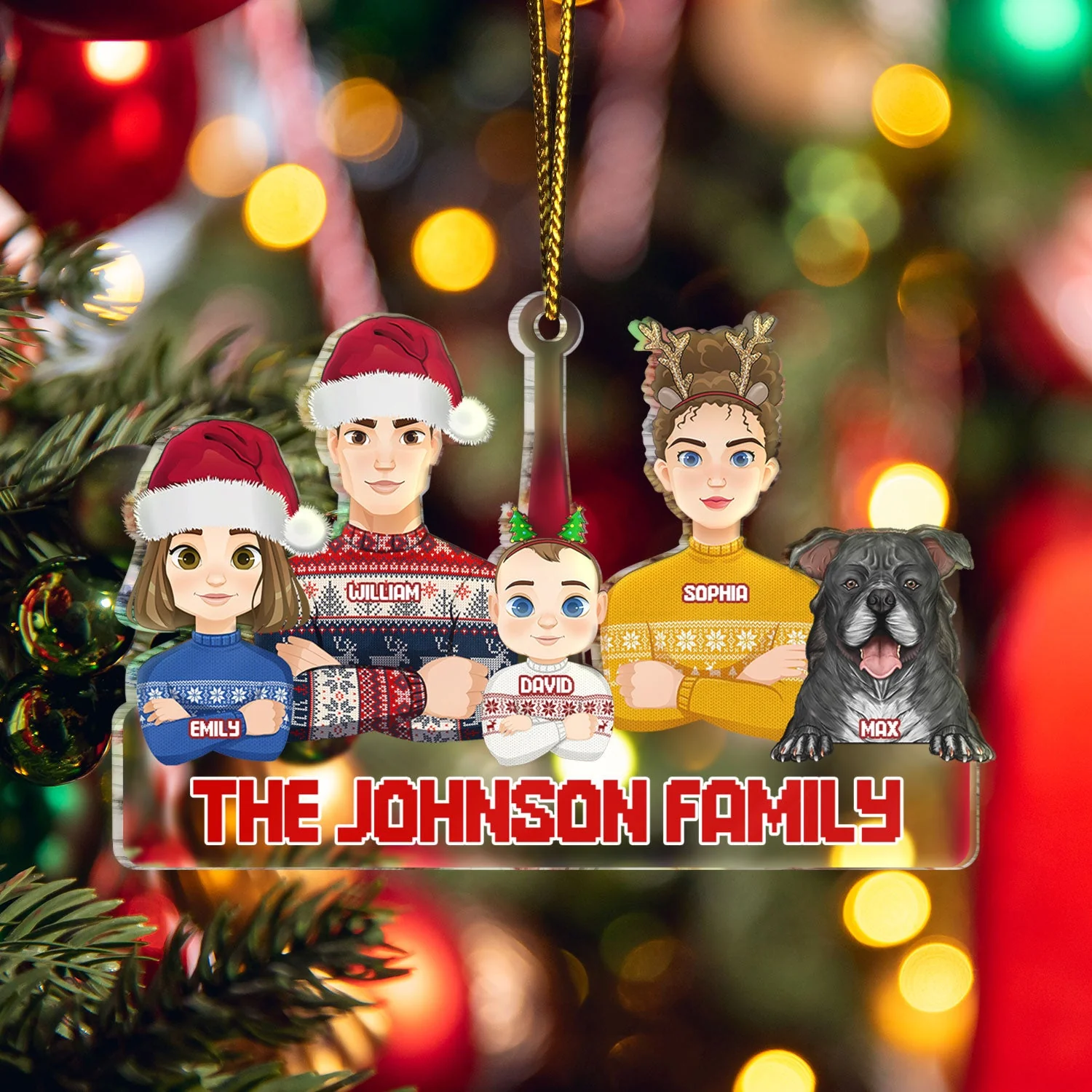 Flat Art Semi-real Pet - Christmas Gift For Family, Couple, Parents, Grandparents, Dog, Cat Lovers - Personalized Cutout Acrylic Ornament - Image 5