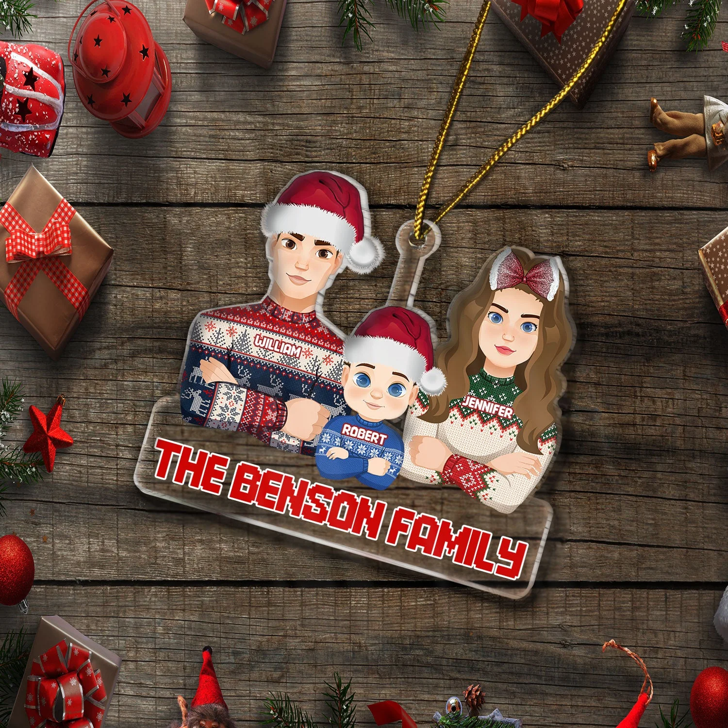 Flat Art Semi-real Pet - Christmas Gift For Family, Couple, Parents, Grandparents, Dog, Cat Lovers - Personalized Cutout Acrylic Ornament - Image 6
