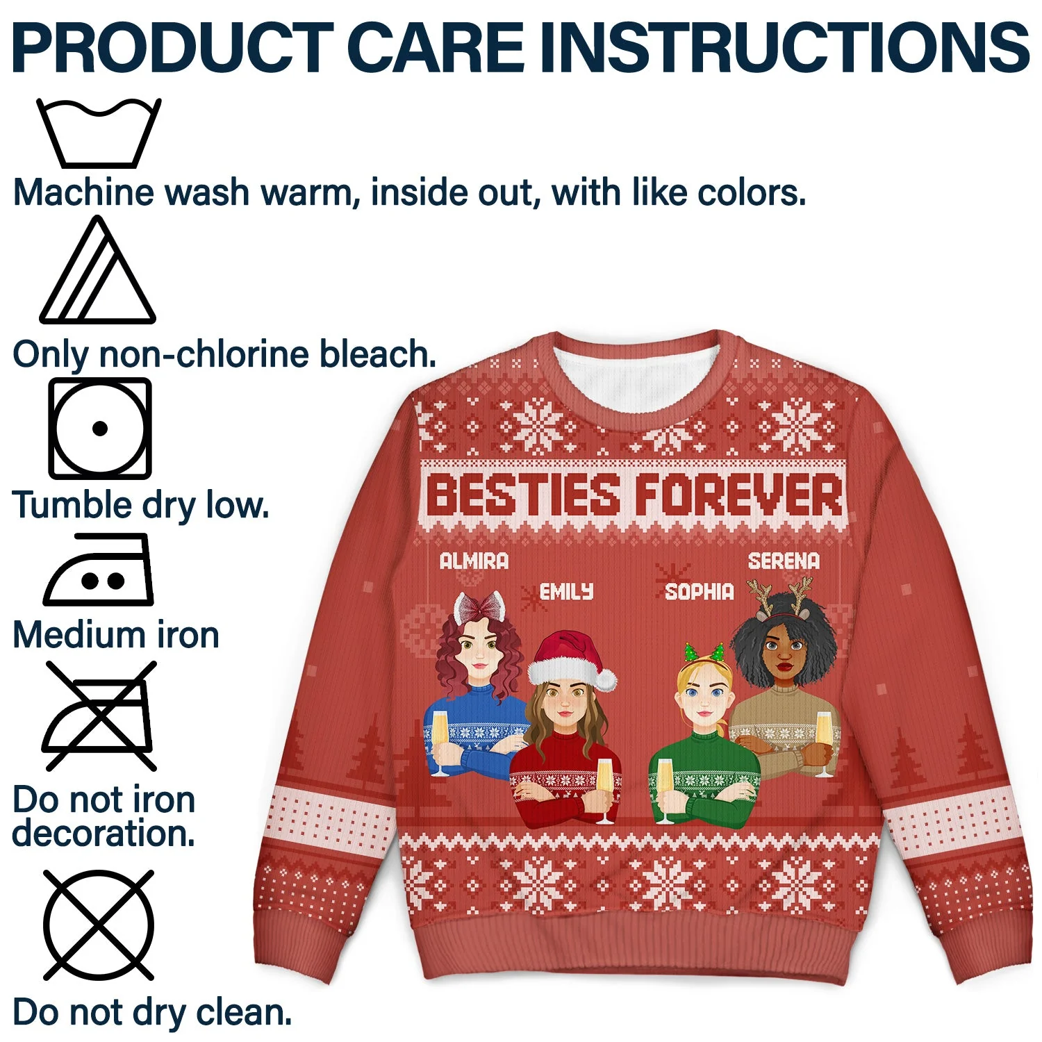 Flat Art Version 2 - Christmas, Funny Gift For Family, Couple, Dad, Mom, Grandpa, Grandma - Personalized Unisex Ugly Sweater - Image 7