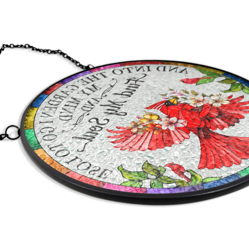 Floral Art And Into The Garden I Go - Personalized Stained Glass Window Hanging Suncatcher - Image 5
